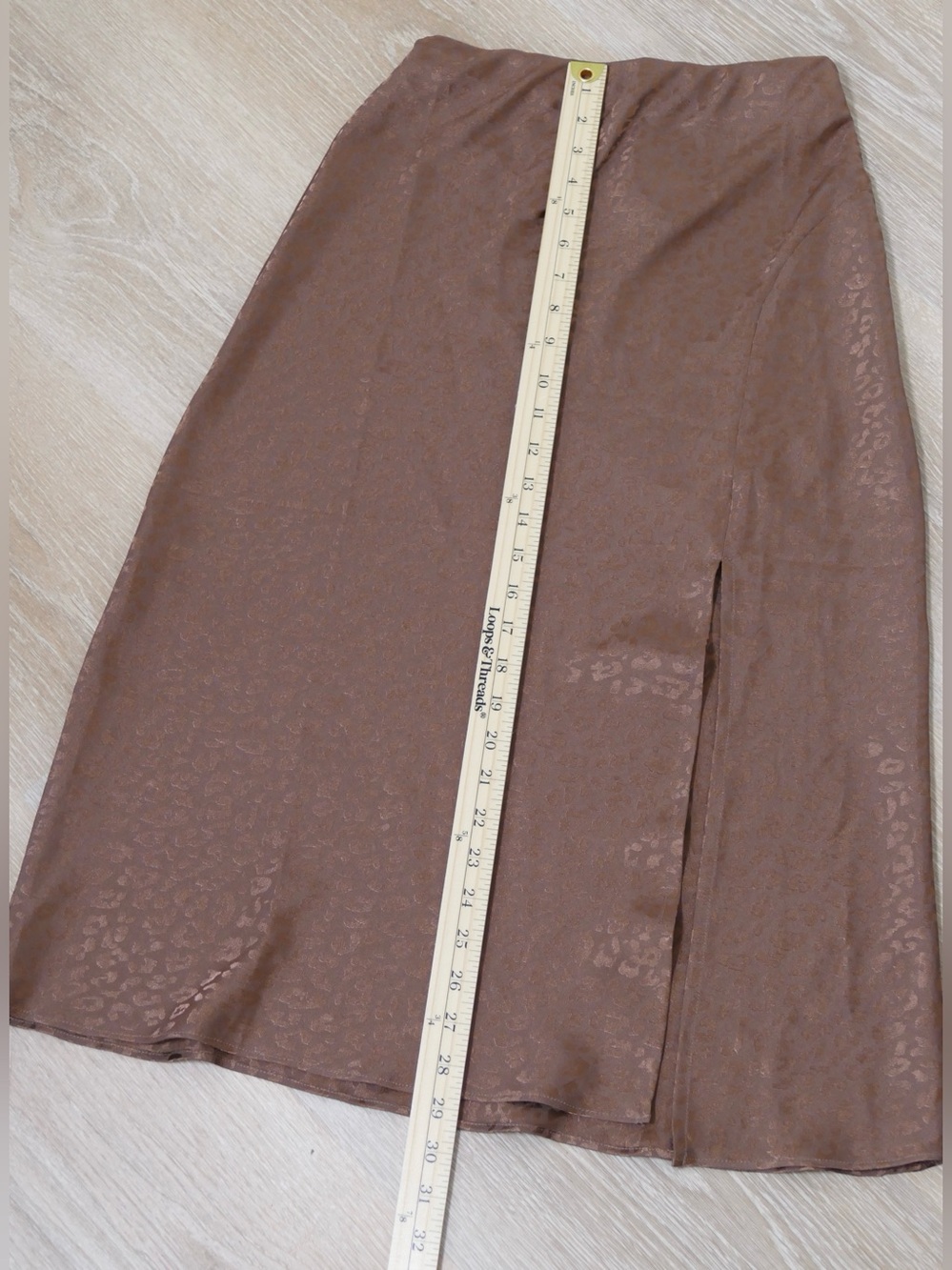 Francesca's Collections Brown Satin Leopard Midi Skirt - Picture 4 of 10